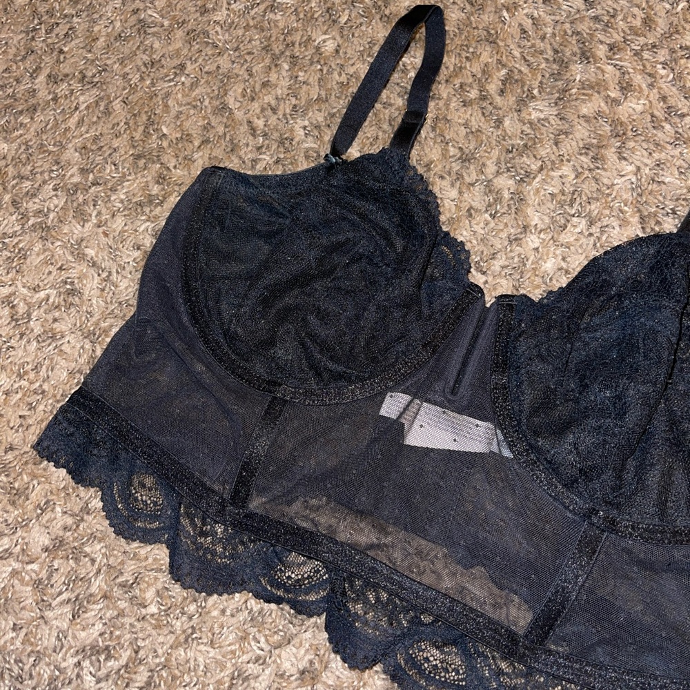 Auden corset style bralette, black, mesh, XL